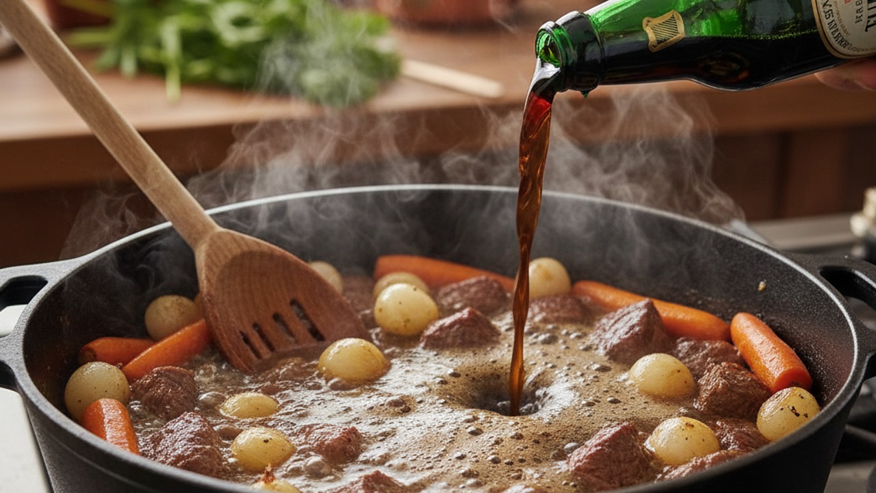 Deglaze with Guinness and combine ingredients