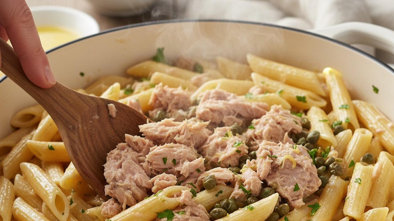Fold in tuna and capers