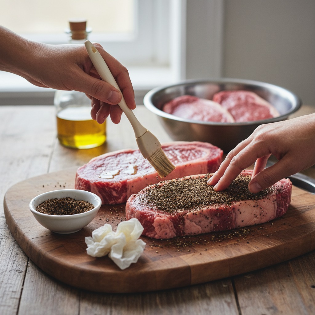 Prep and season the steaks