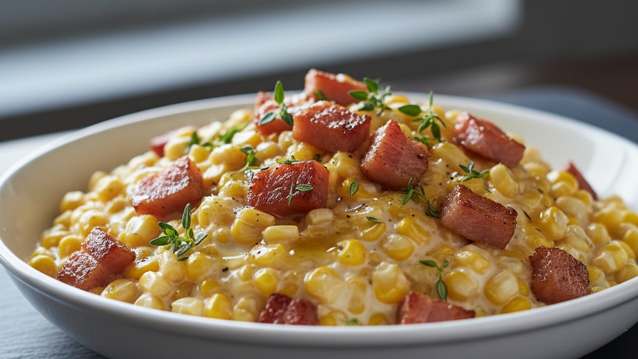 Classic Steakhouse Creamed Corn with Crispy Pancetta