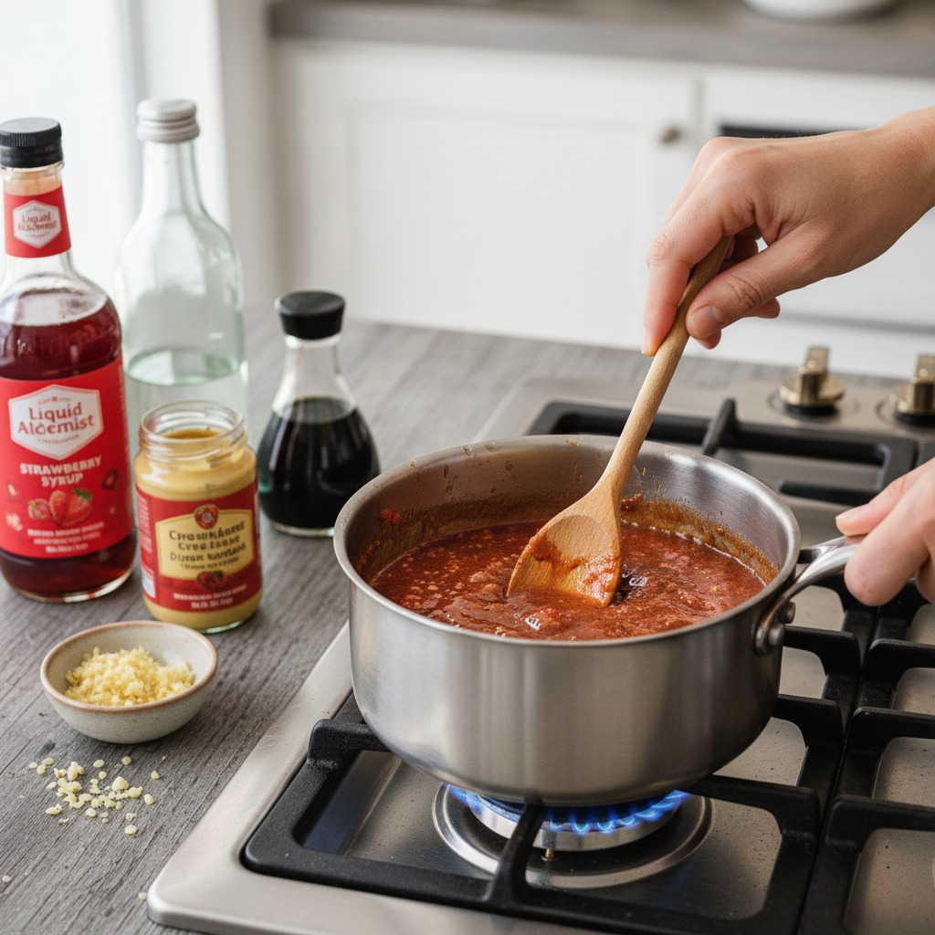Make the strawberry BBQ glaze
