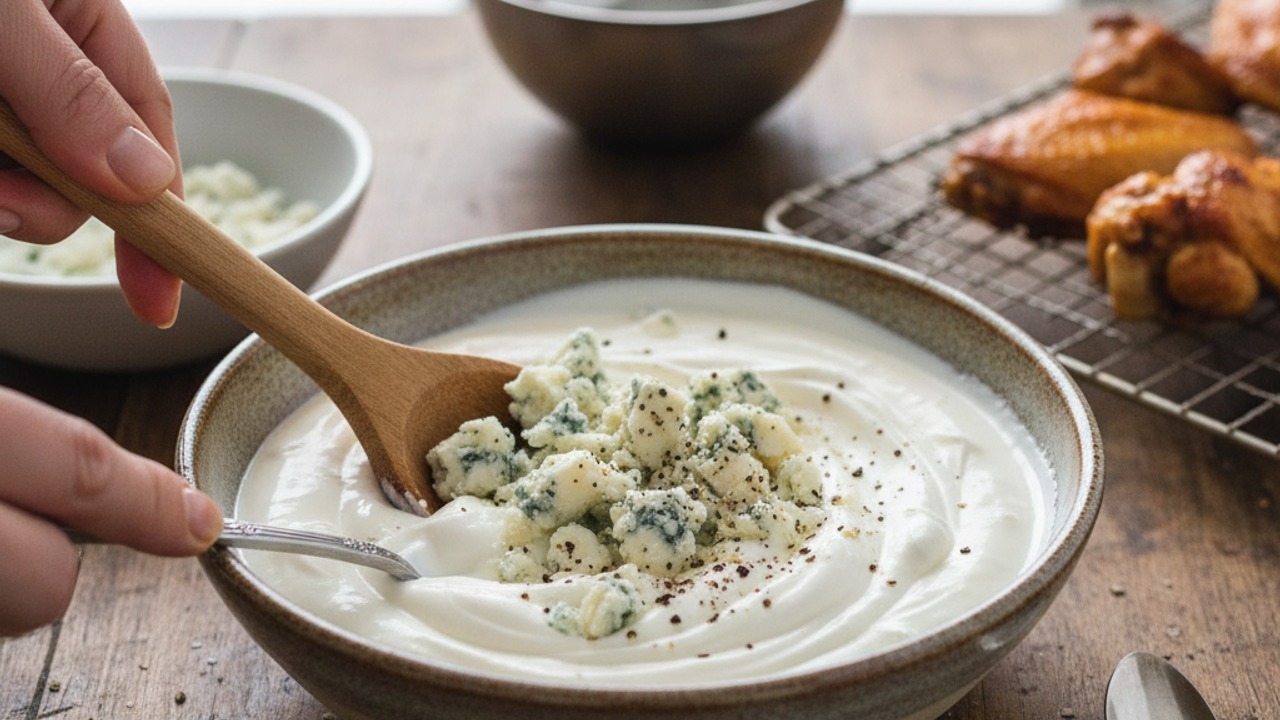 Prepare the blue cheese dip