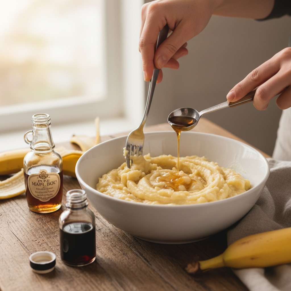 Prepare the banana mash and flavor it
