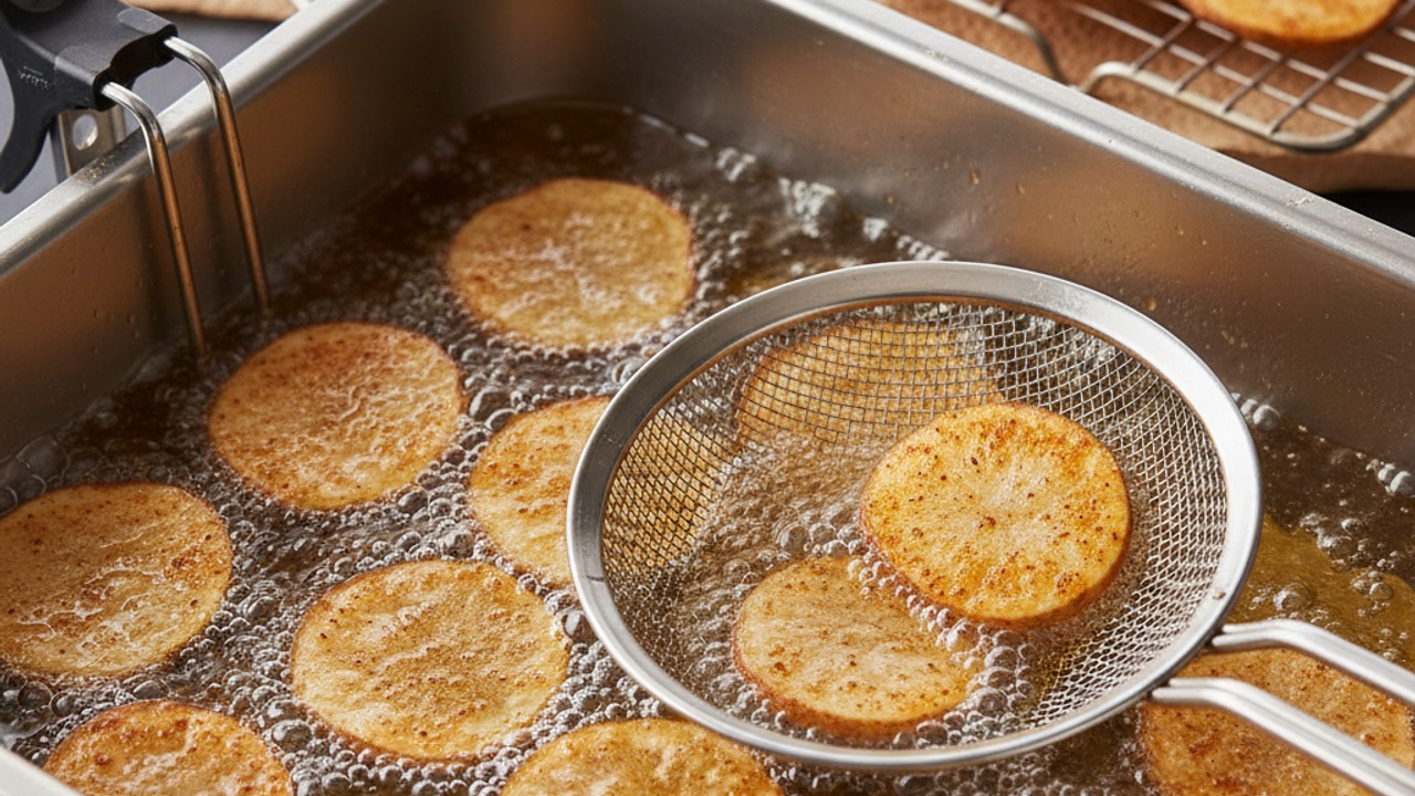 Fry in small batches until crisp