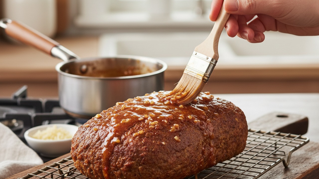 Make and brush the garlic butter glaze