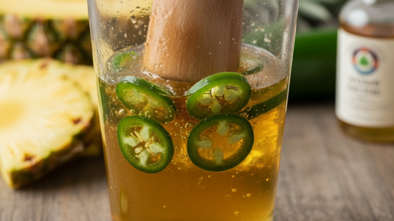 Muddle jalapeño with agave