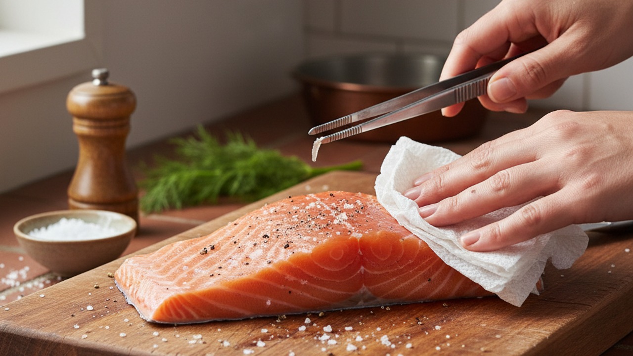 Dry-brine and season the salmon