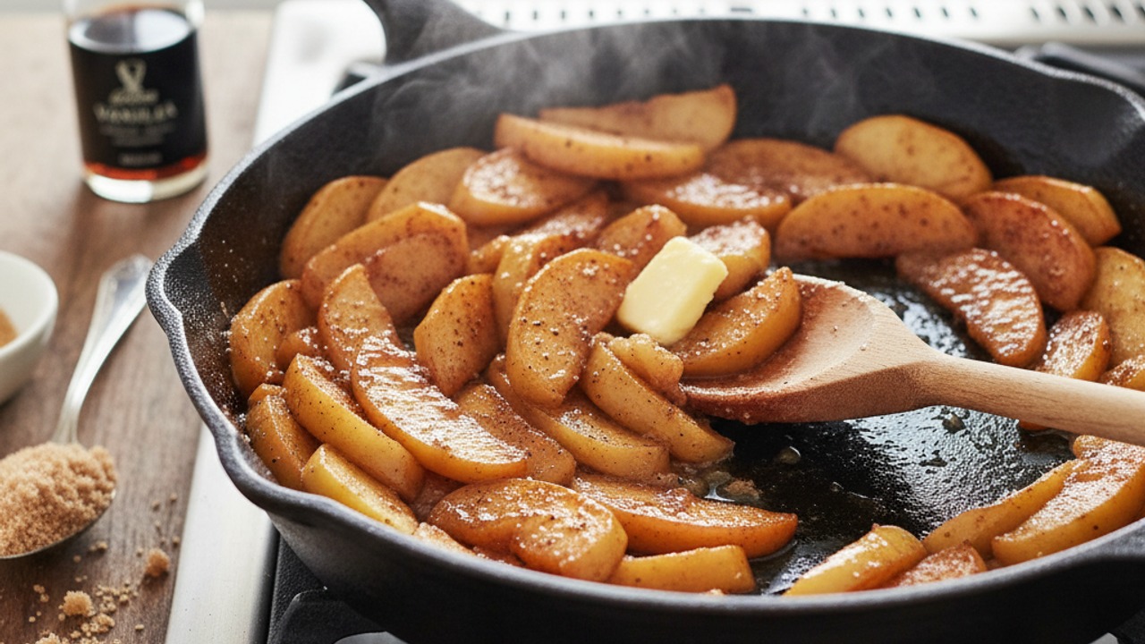 Cook the apples in the skillet