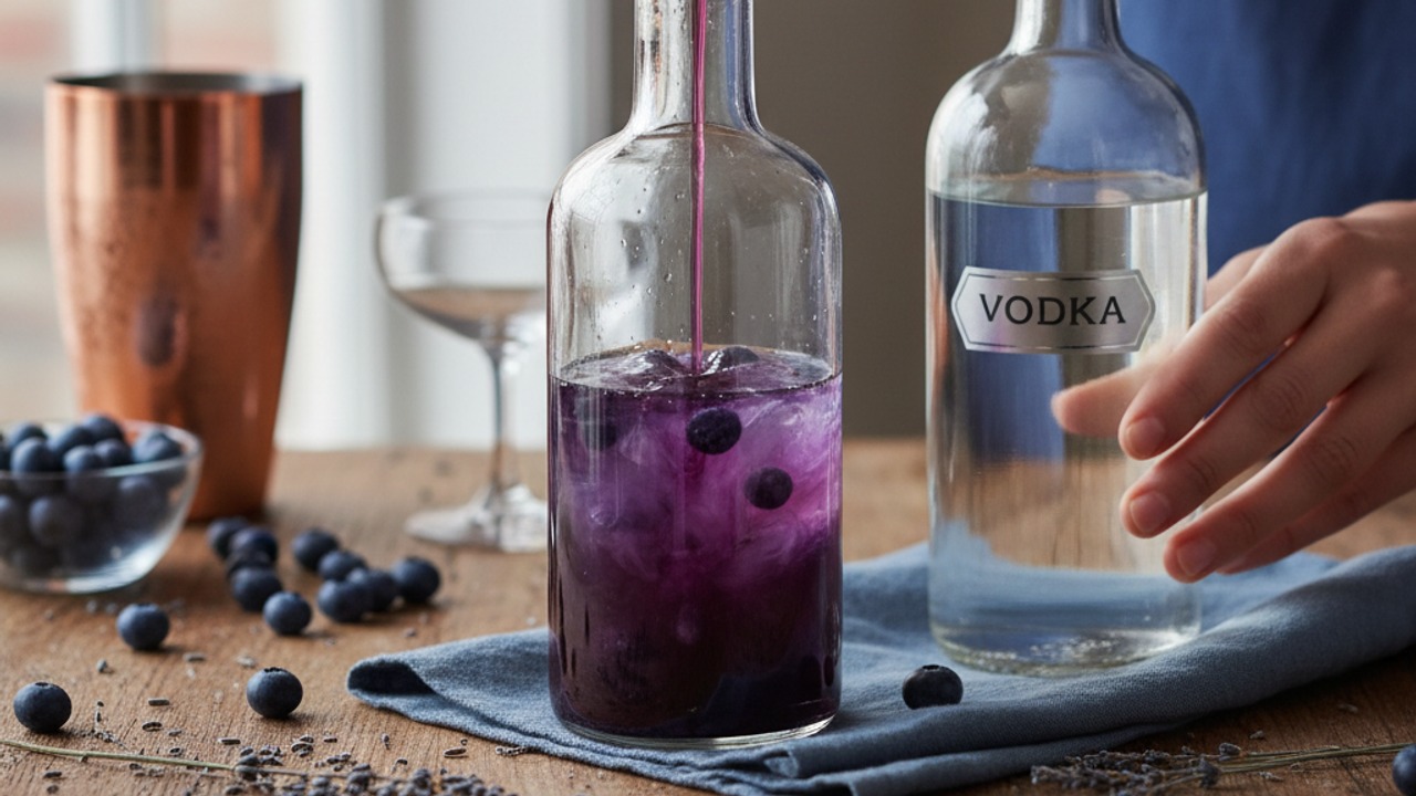 Combine syrup with vodka
