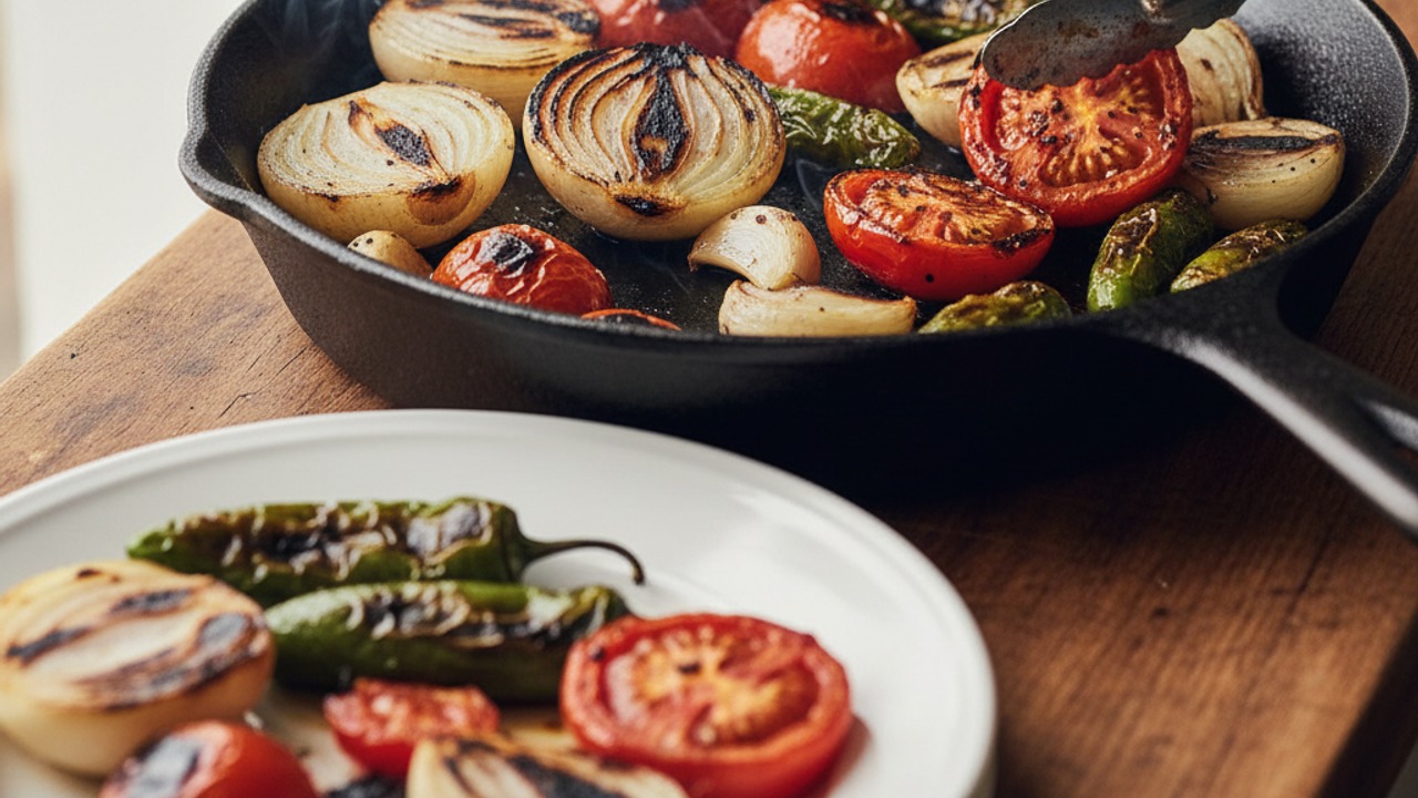 Char-roast the vegetables