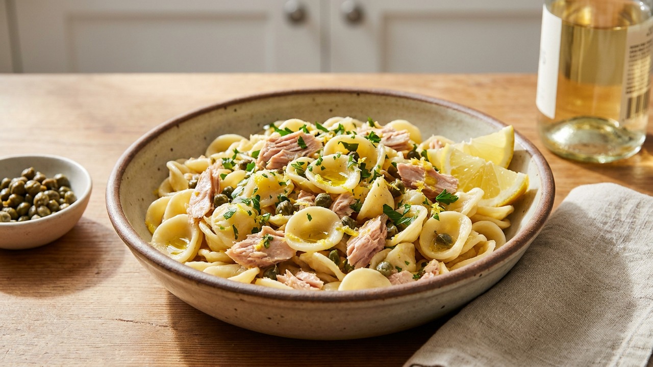 One-Pot Tuna Pasta with Capers and Lemon (Pantry Dinner)