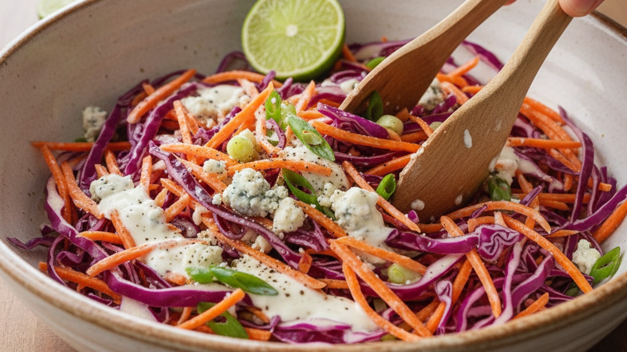 Make the blue cheese slaw