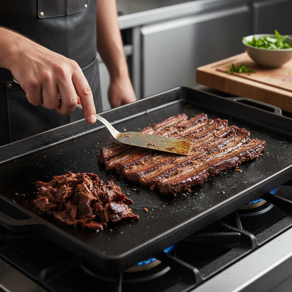 Shred and finish for crispy edges