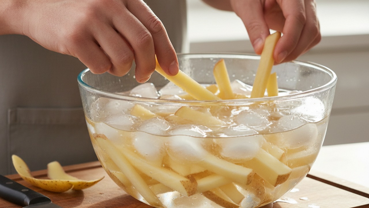Cut and soak the potatoes