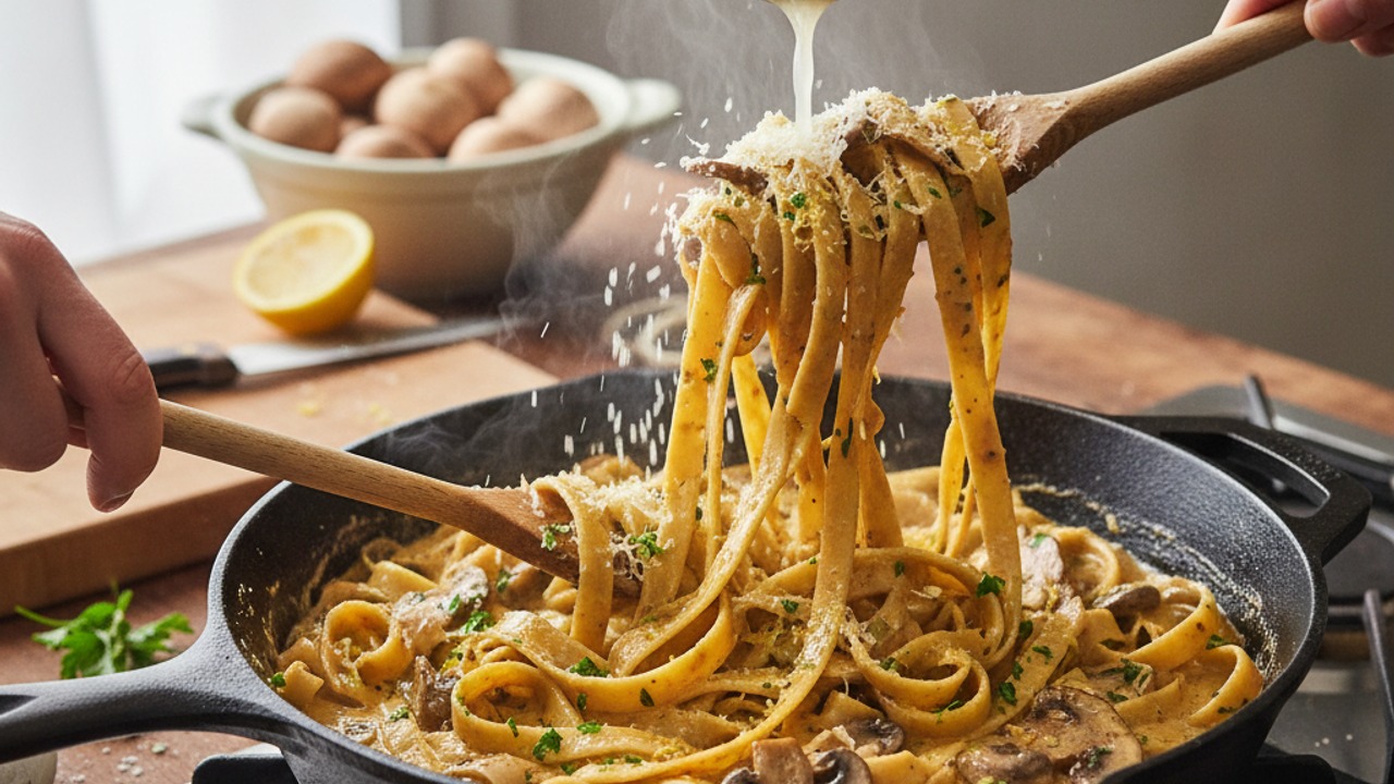 Toss pasta with sauce