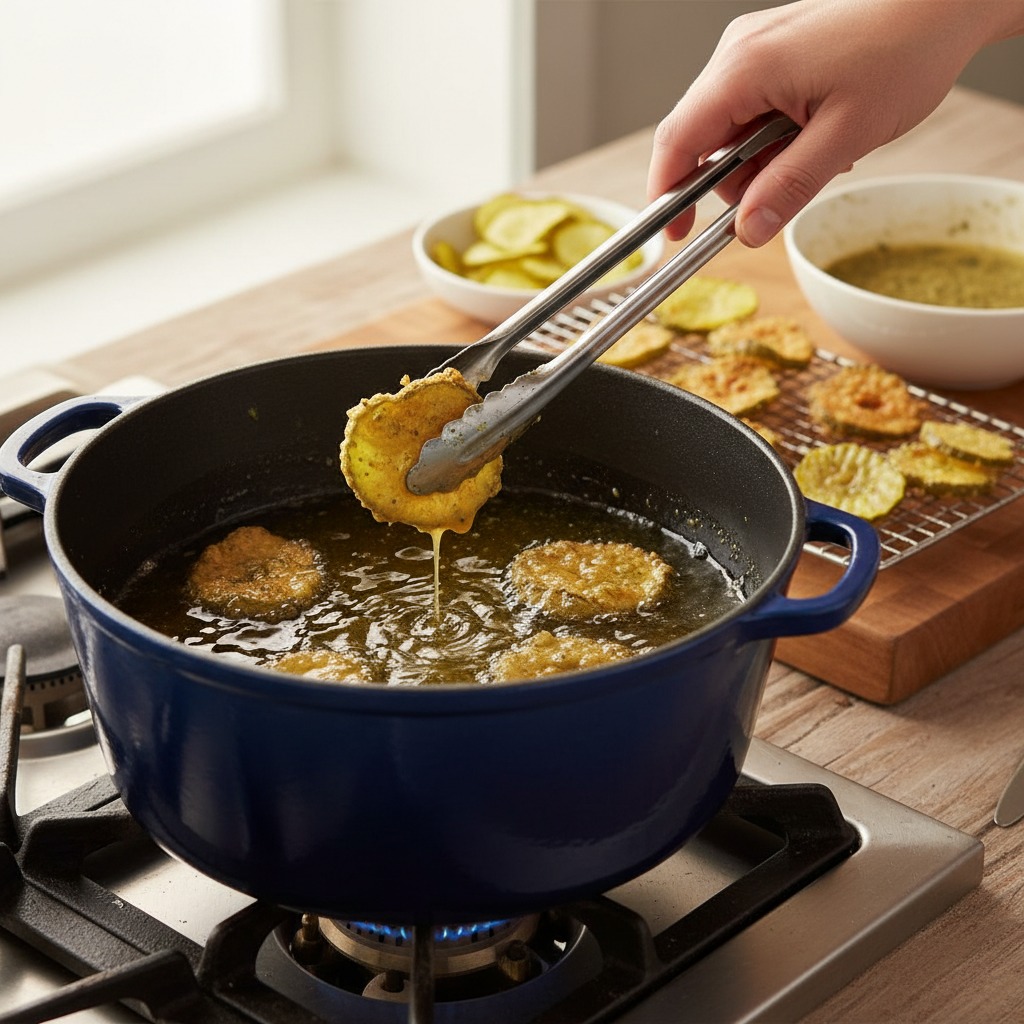 Heat oil and fry in batches