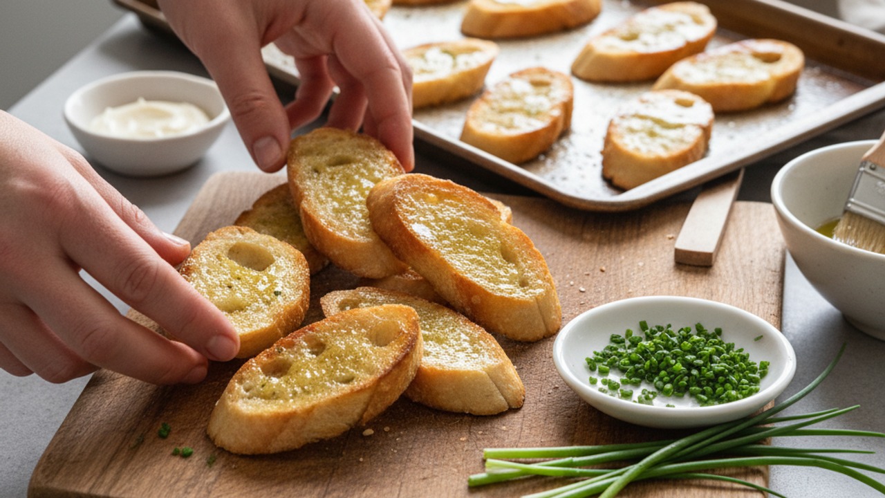 Prep the toast and herbs