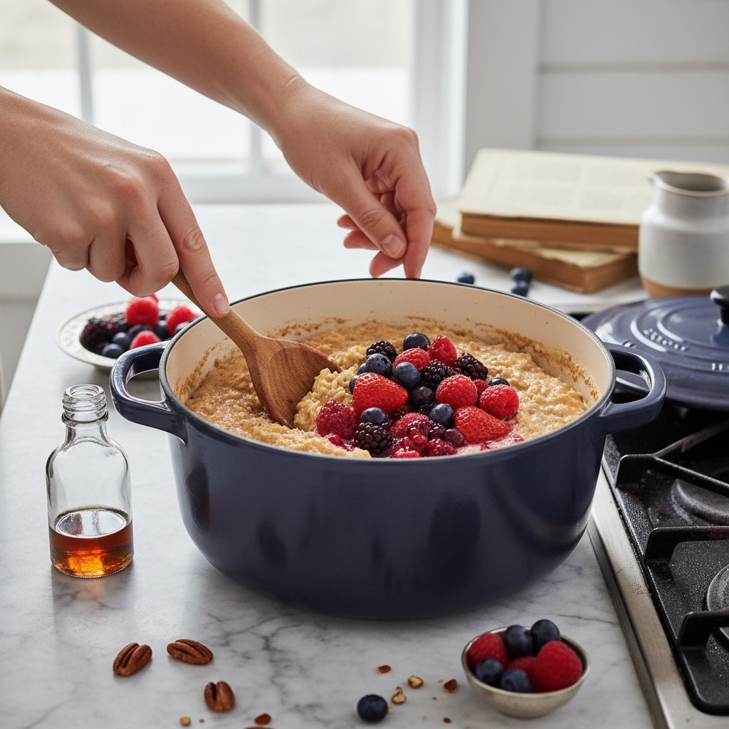 Fold in berries and vanilla
