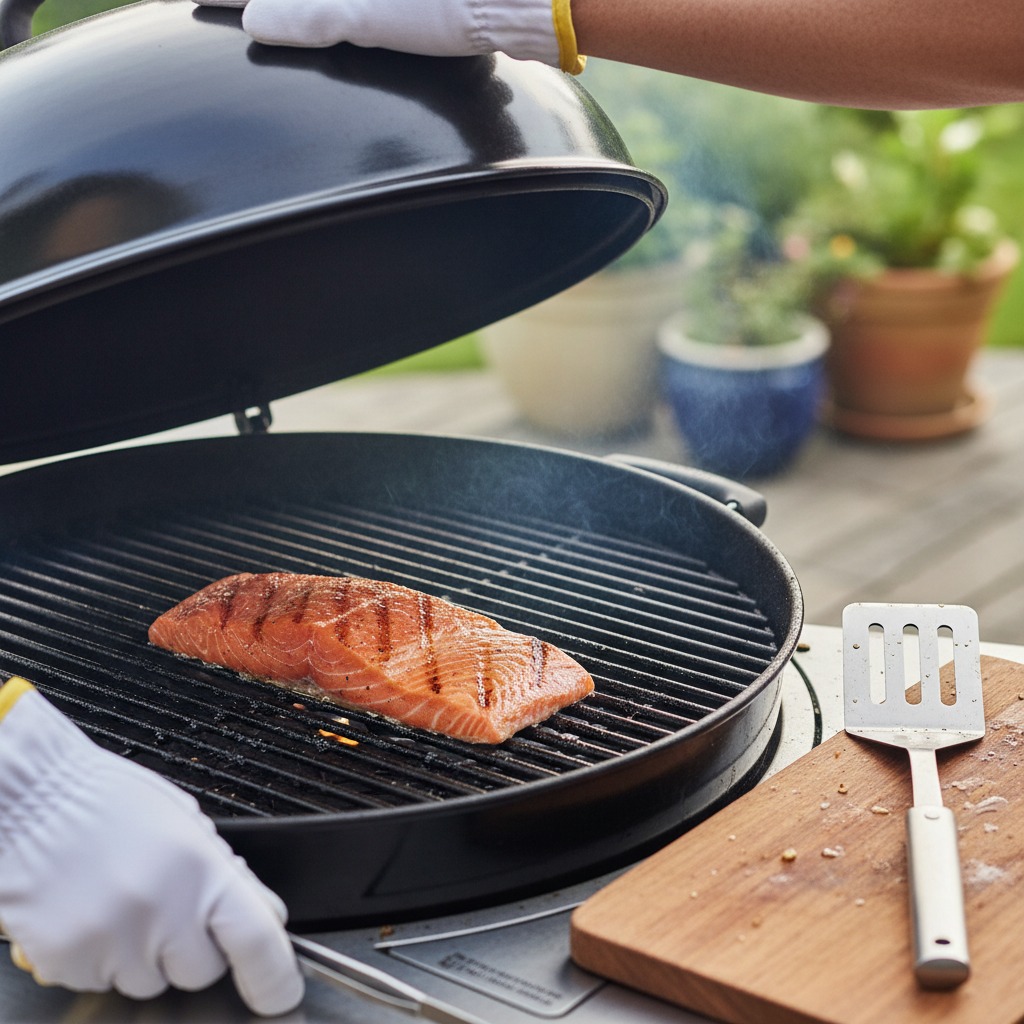 Grill skin-side down