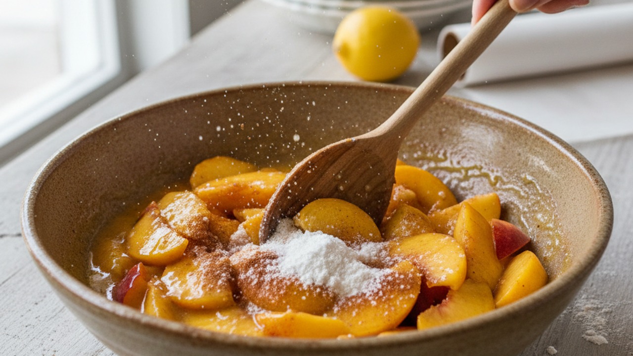 Prep peaches and filling