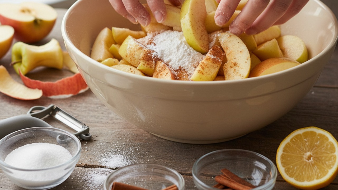 Prepare the apple filling