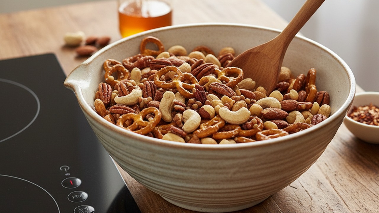 Prep pretzels and nuts