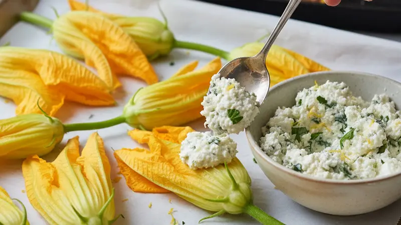Clean and prepare blossoms; make the filling