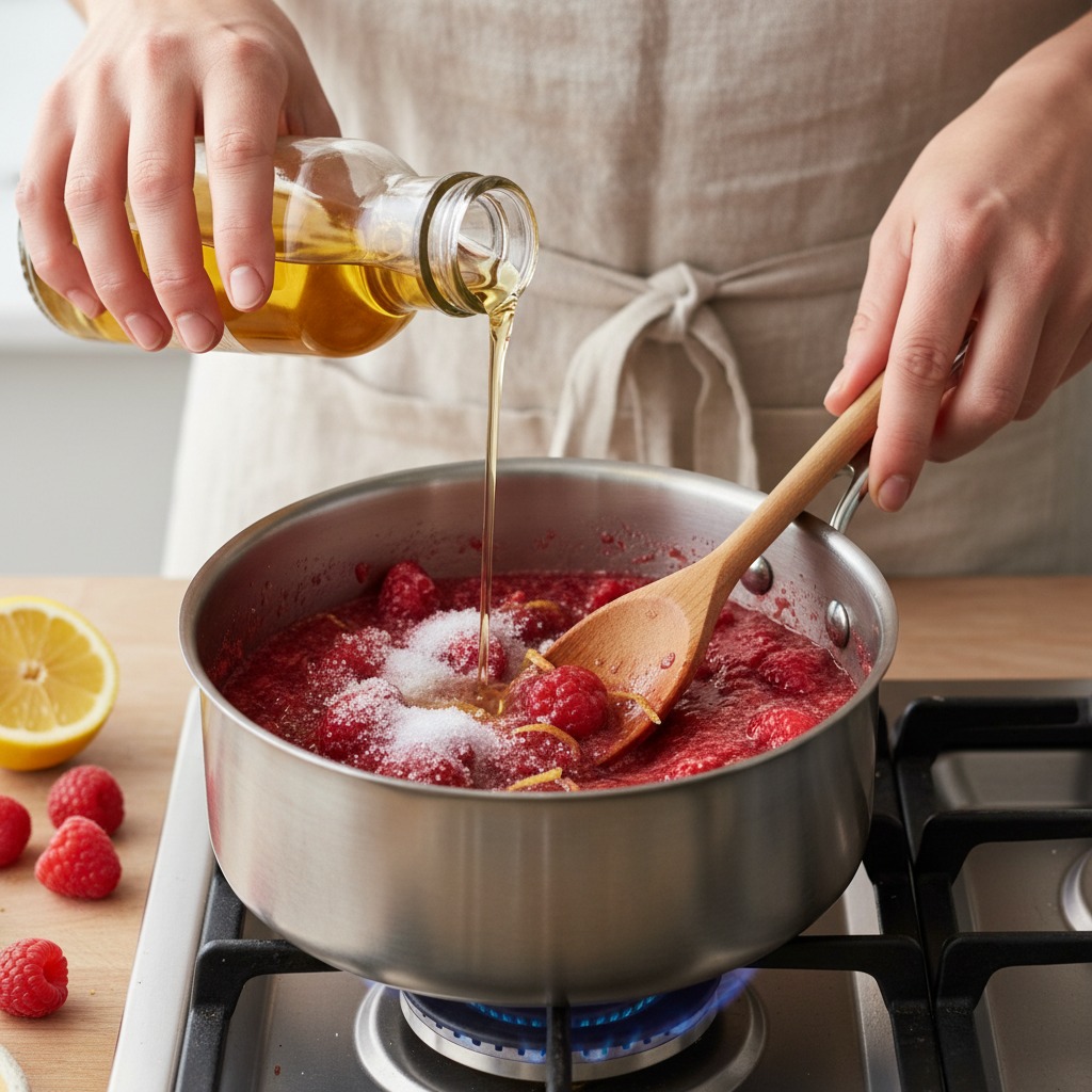 Add vinegar and warm to meld