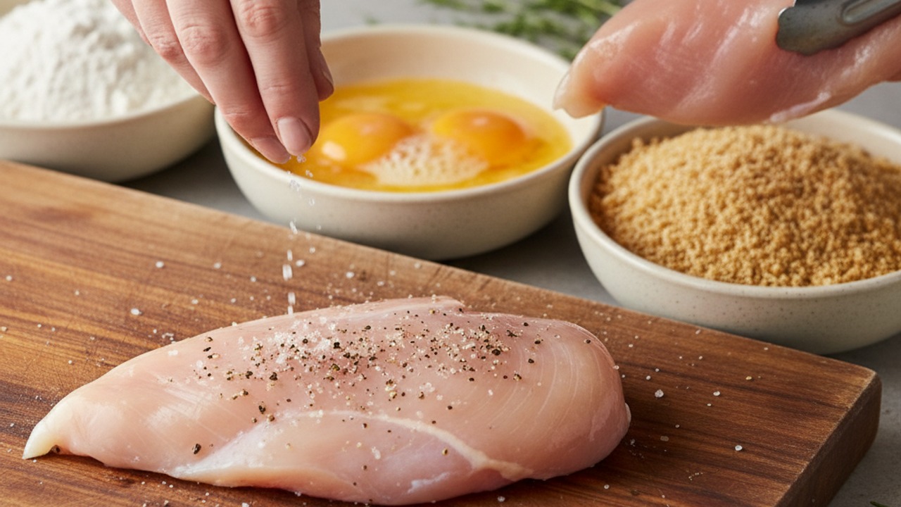 Prep and dredge the chicken