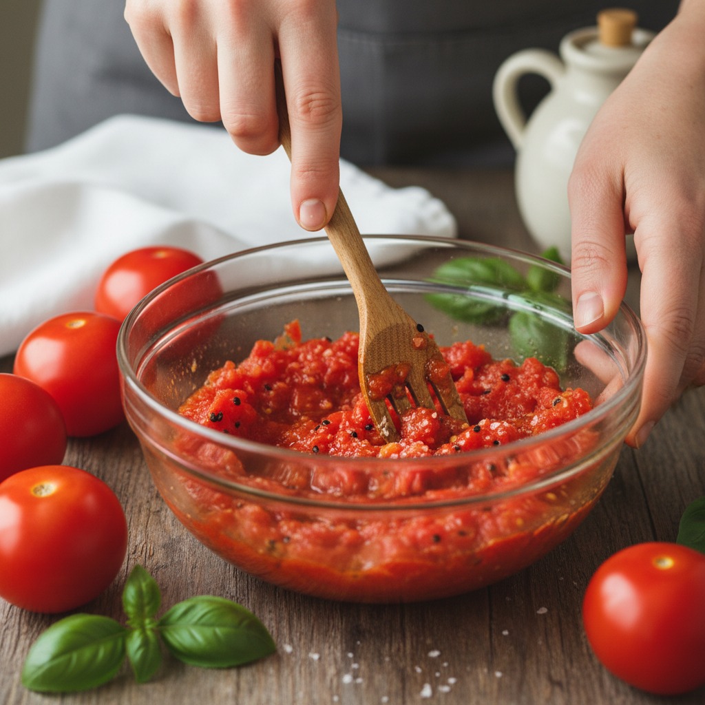 Prepare the tomato topping