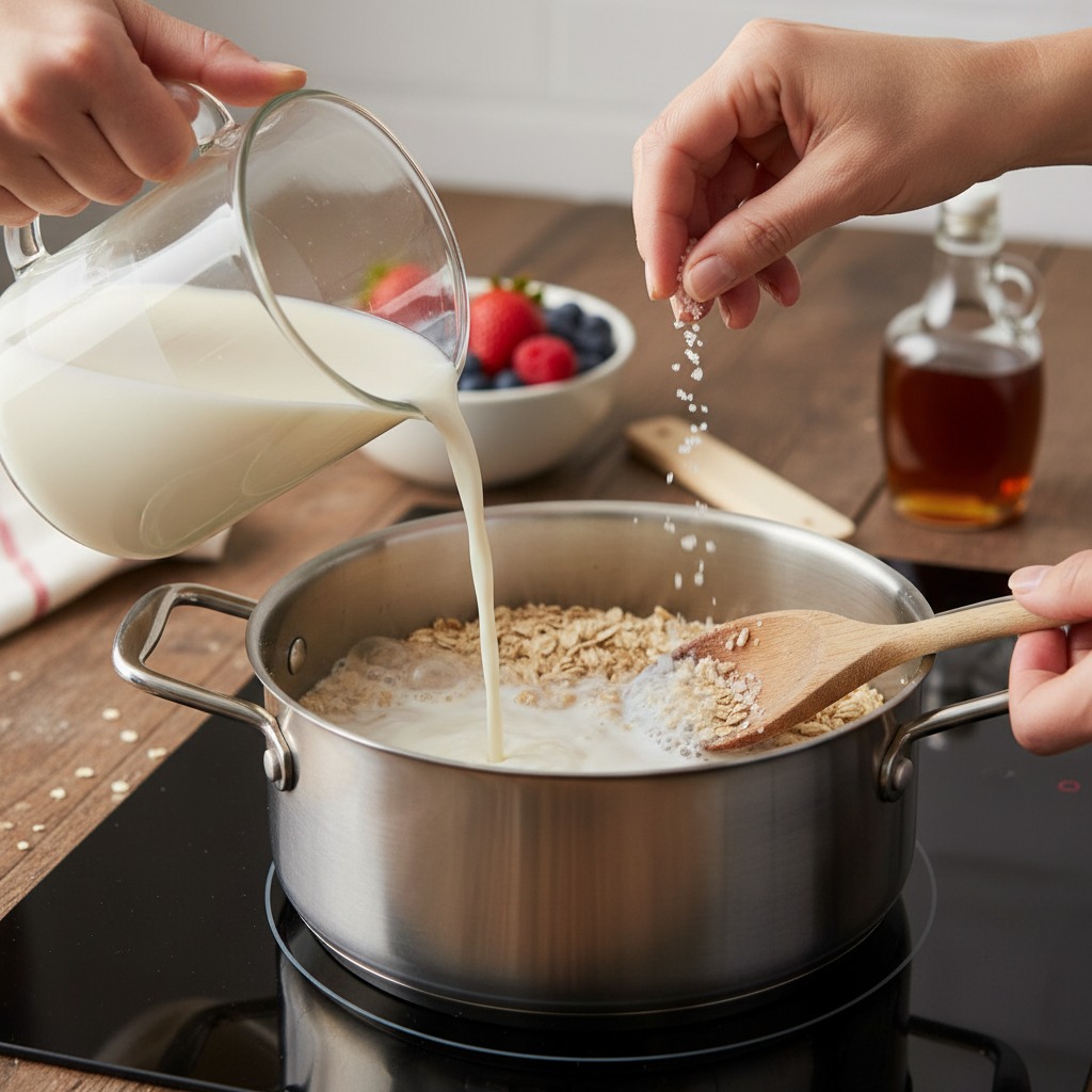 Add liquids and salt