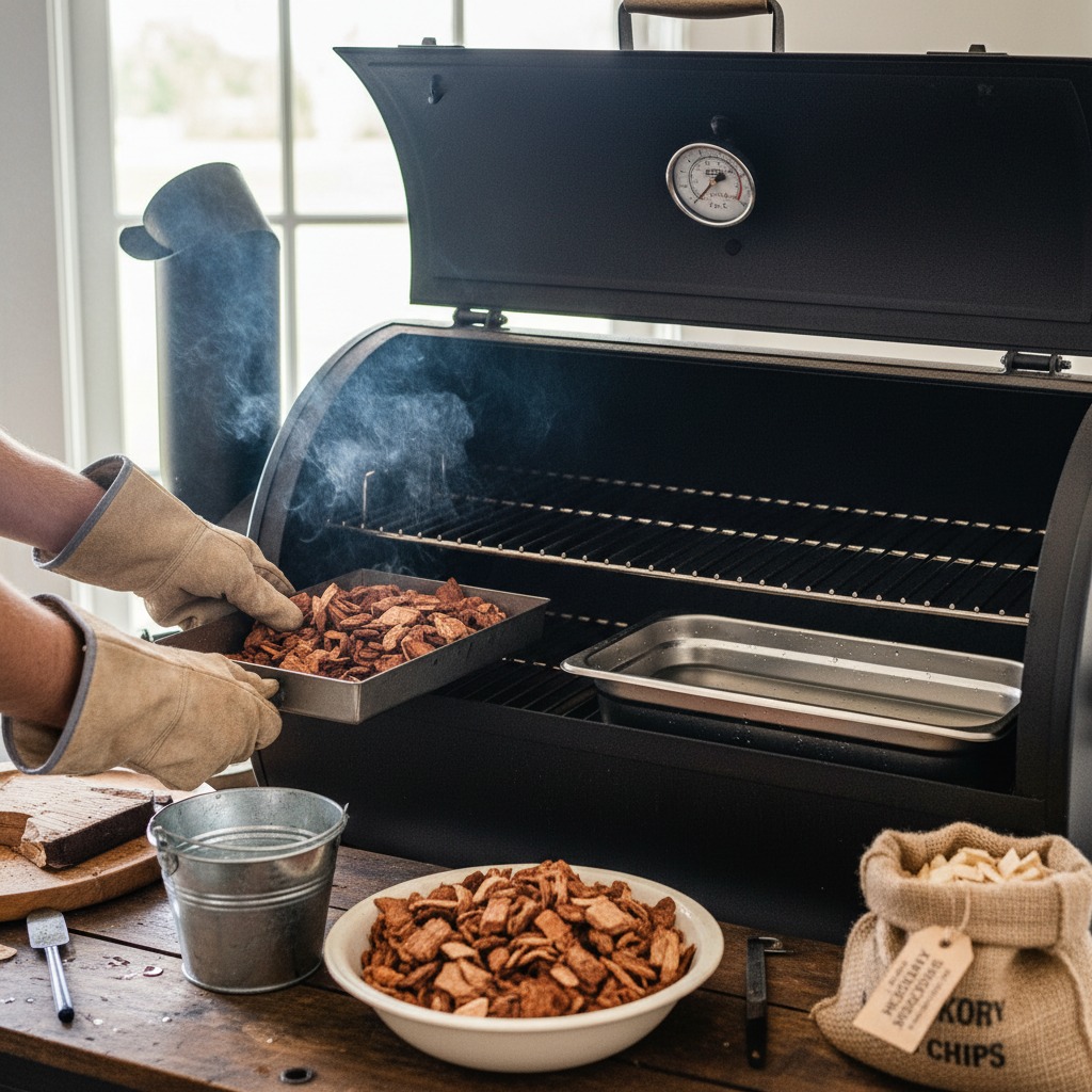 Prepare smoker and wood
