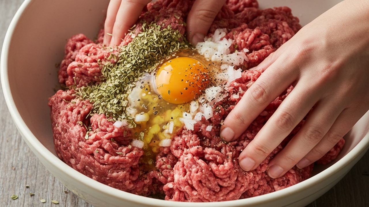 Mix the gyro-style beef