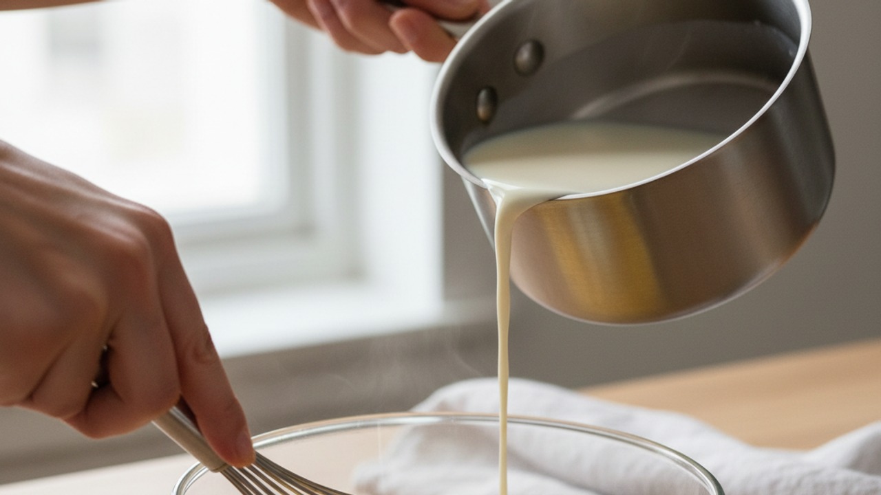 Whisk yolks and sugar