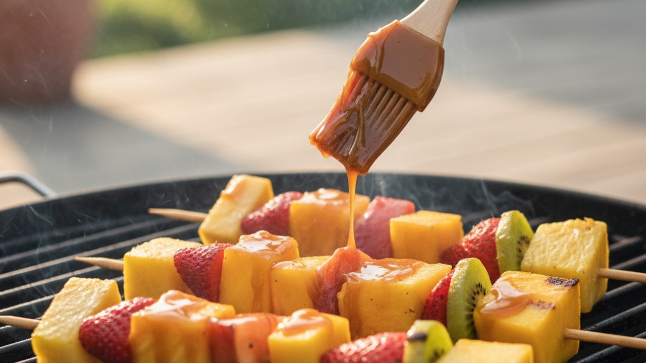 Grill the fruit kebobs