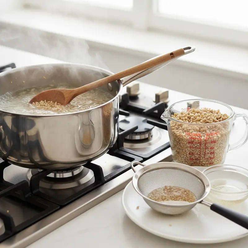 Cook or reheat the grains