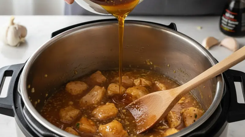 Add sauce and pressure cook