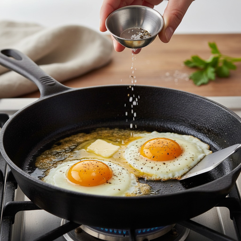 Fry the eggs in bacon fat