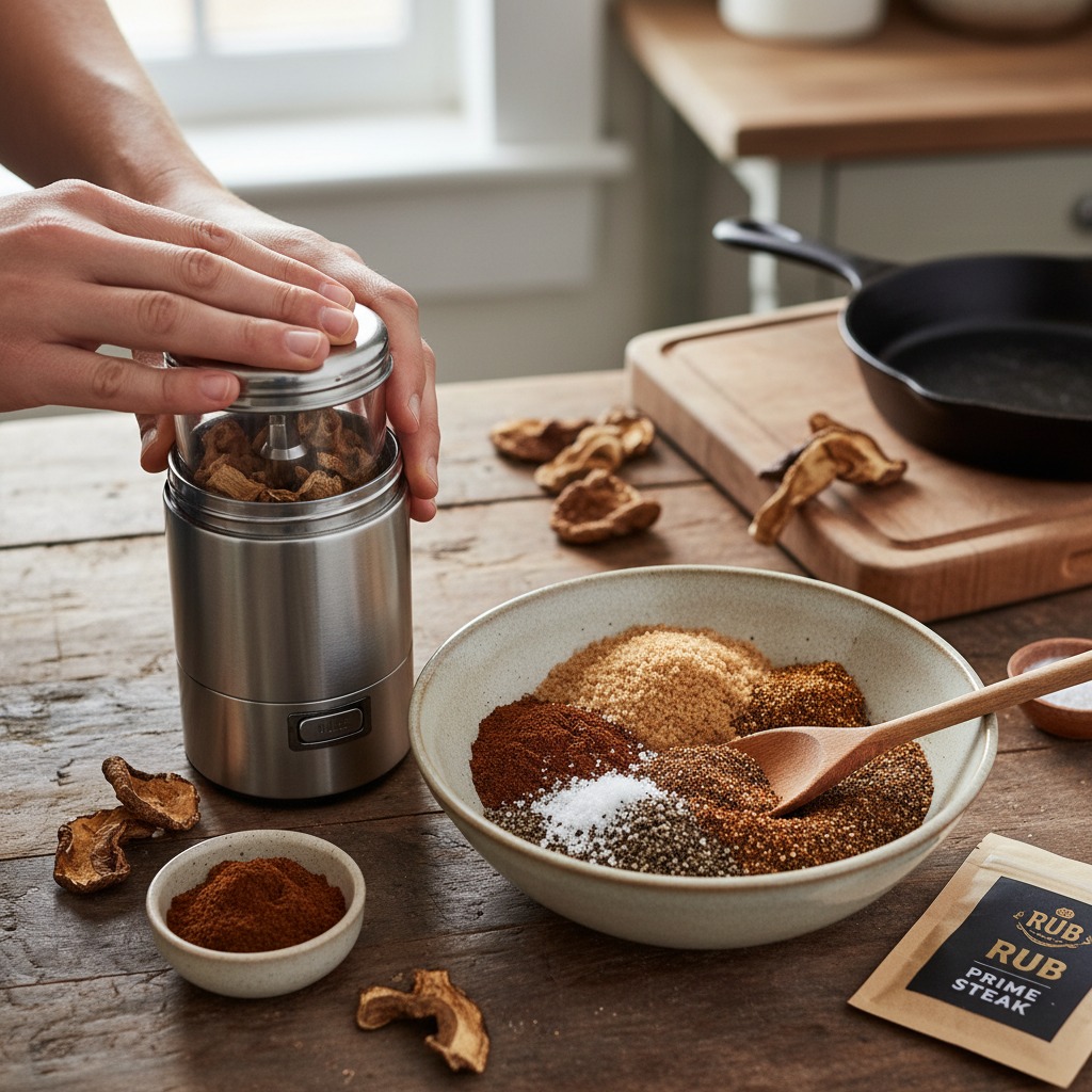 Make the coffee–porcini rub