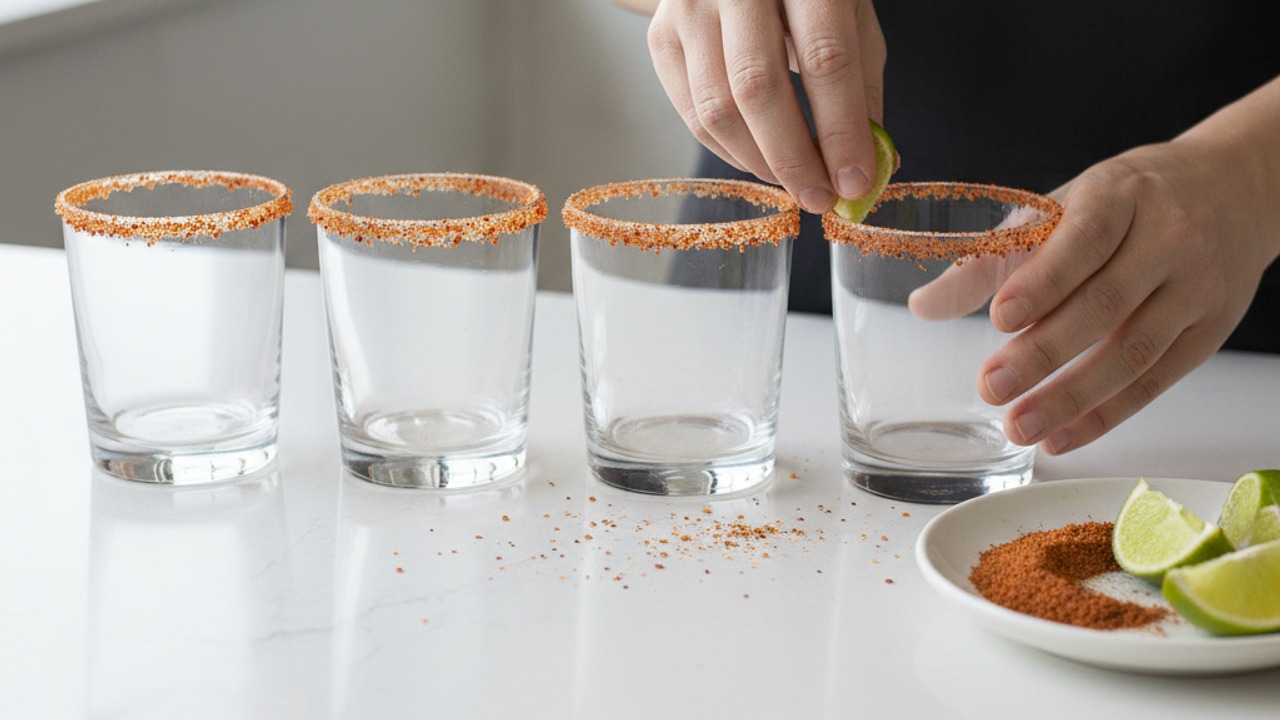 Prep glasses with Tajín