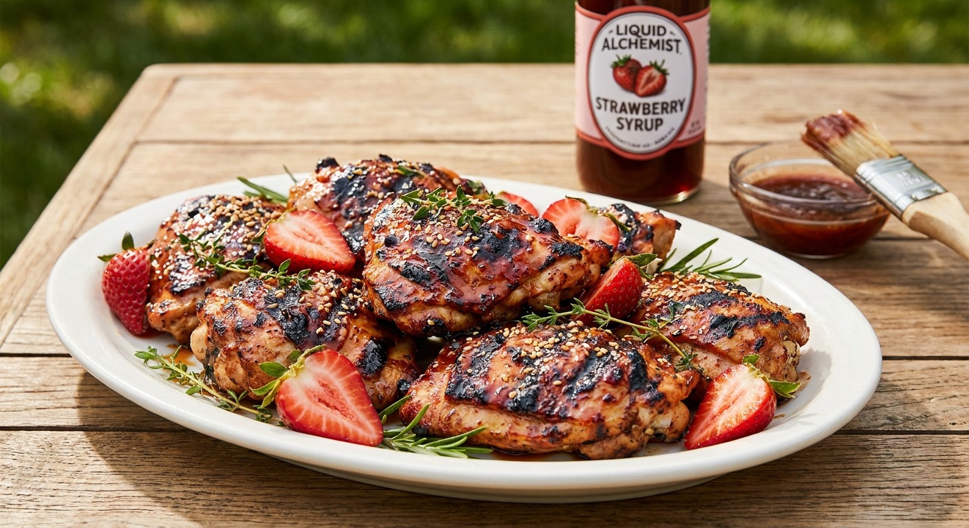 Liquid Alchemist Strawberry Syrup BBQ Glazed Chicken for the Grill