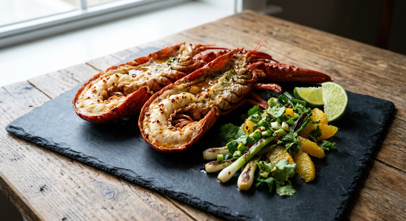 Charcoal-Grilled Whole Lobster with Citrus‑Chile Brown Butter