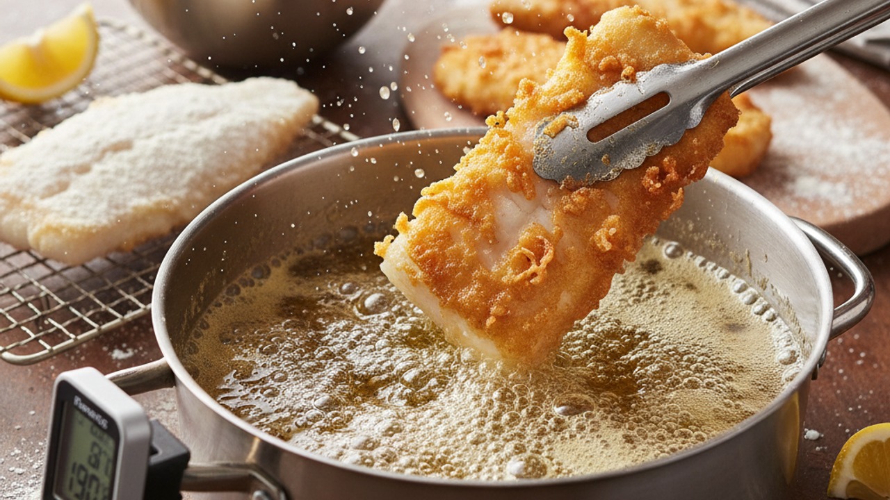 Dredge and fry the cod