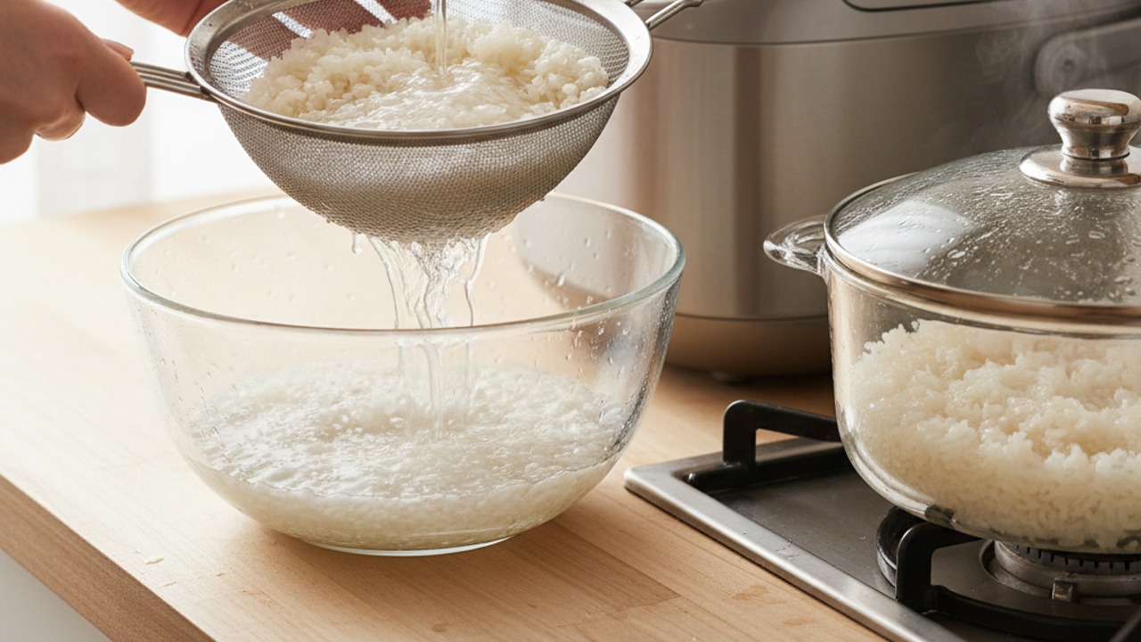 Rinse and cook the rice