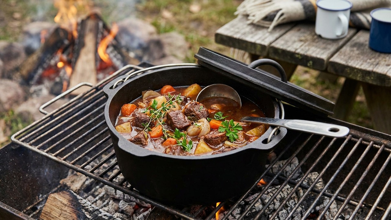 Grilled Dutch Oven Beef Stew for Campfire or Backyard Grill