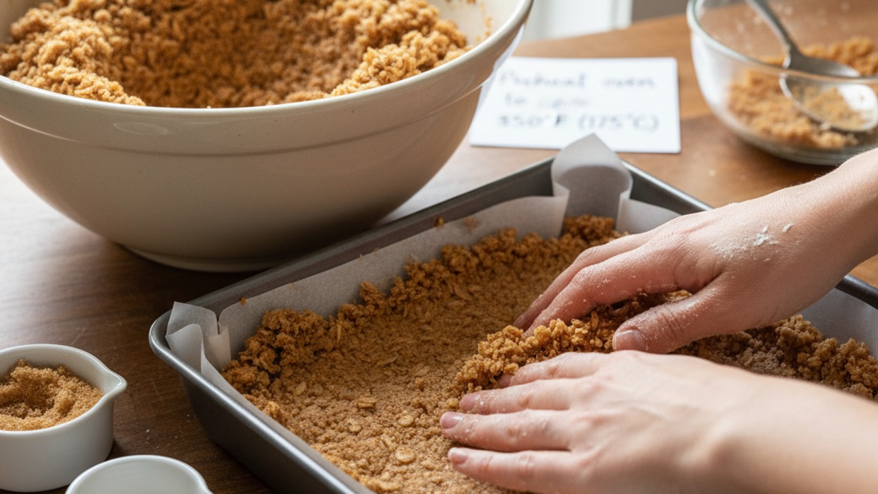 Make oat crumb and press crust