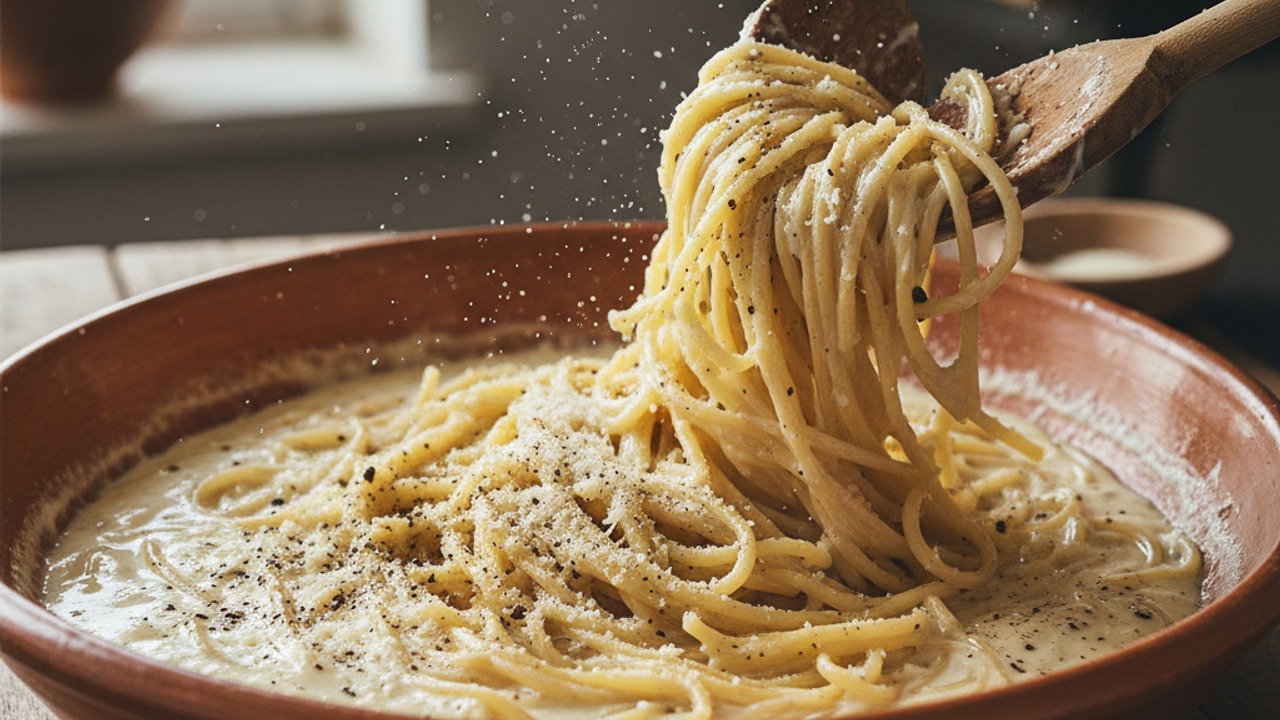Toss pasta with sauce and finish