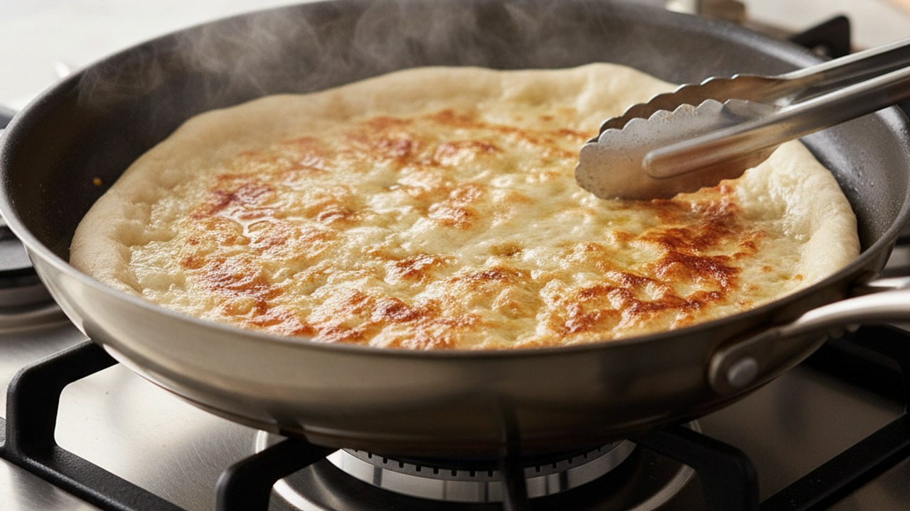 Sear the crust in the skillet
