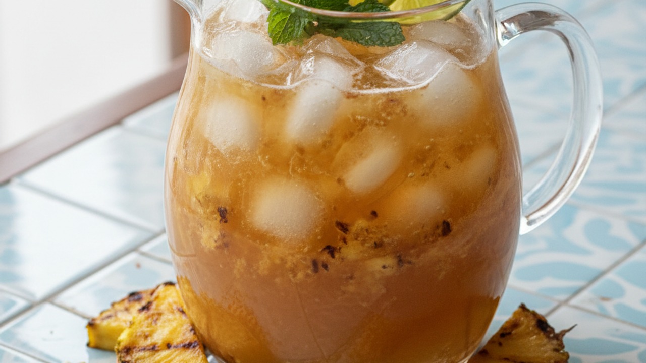 Charred‑Pineapple Rum Cooler with Toasted Coconut & Lime — Big‑Batch Grill Pitcher