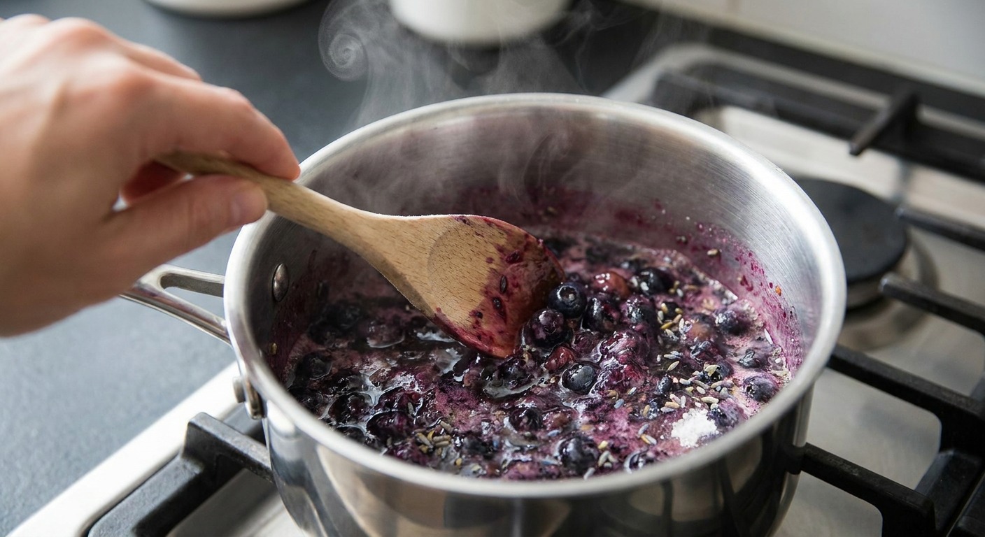 Make the blueberry-lavender simple syrup
